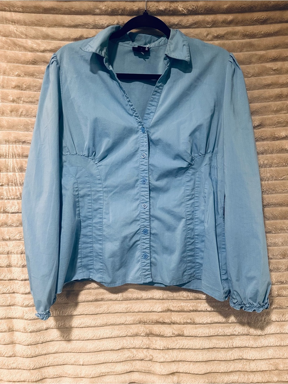 East 5th Sky Blue runched Button-Front Women's Shirt